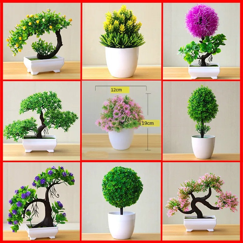 Home Office Layout - Planta Artificial Pequena em Vaso, Bonsai
